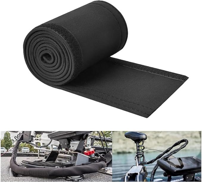 YUKIIATIF Trolling Motor Cable Organizer Sleeve,60" Neoprene Cable Sleeve for Trolling Motor Wire Cover Black