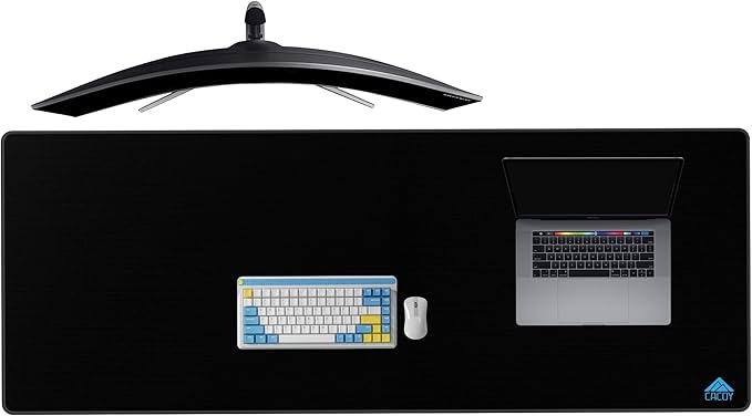 Cacoy 63” x 24” Oversized Gaming Mouse Pad, Extended Gamer Computer Mouse Mat, XXL Large Optimized Speed Control Surface Keyboard Mousepad, Non-Slip Desk Mat with Stitched Edges for Office&Home, Black