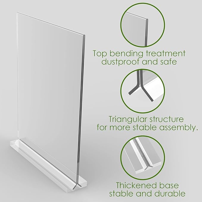 newnewshow 4x6 Inch Clear Acrylic Sign Holder, Display Stand, Plastic Card Holder for Business, Office, Retail (4x6 Inch 12 Pack)