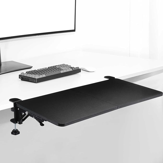 Yaocom Desk Extender Tray, 24 x 12 Inch Desk Extension, 90 Foldable Keyboard Tray Platform for Table Mount Arm Rest Shelf Foldable Drawer for Dorm, Office, Kitchen Bar, Rv Countertop, Black