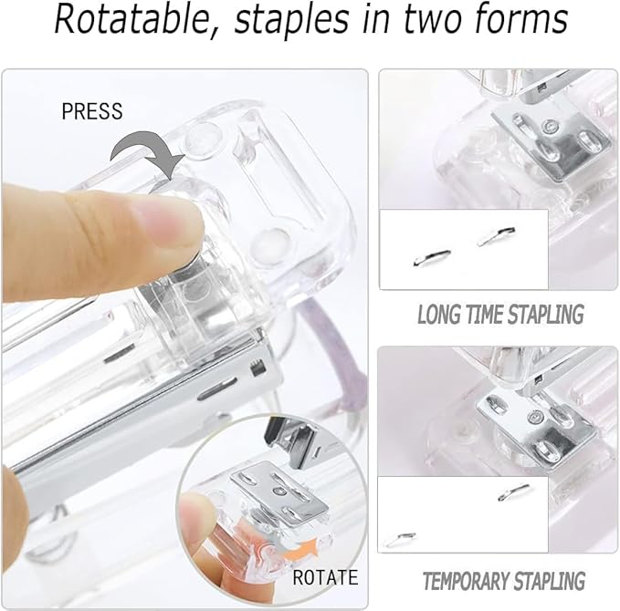 Gawsey Silver Desk Organizers and Accessories Set with 360-Degree Rotating Pen Holder, Acrylic Stapler, Tape Holder, Staple Remover, Binder/Paper Clips Kit, Scissor and 1 Box of Staples