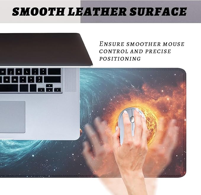 Galaxy Space Gaming Mouse Pad Black Hole Solar Extended Mousepad Waterproof Stitched Edges Rubber Base Non-Slip Deskmap Computer Keyboard Mat 31.5x11.8 Inch
