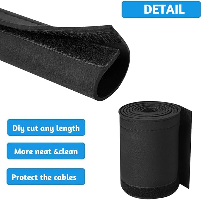 YUKIIATIF Trolling Motor Cable Organizer Sleeve,60" Neoprene Cable Sleeve for Trolling Motor Wire Cover Black