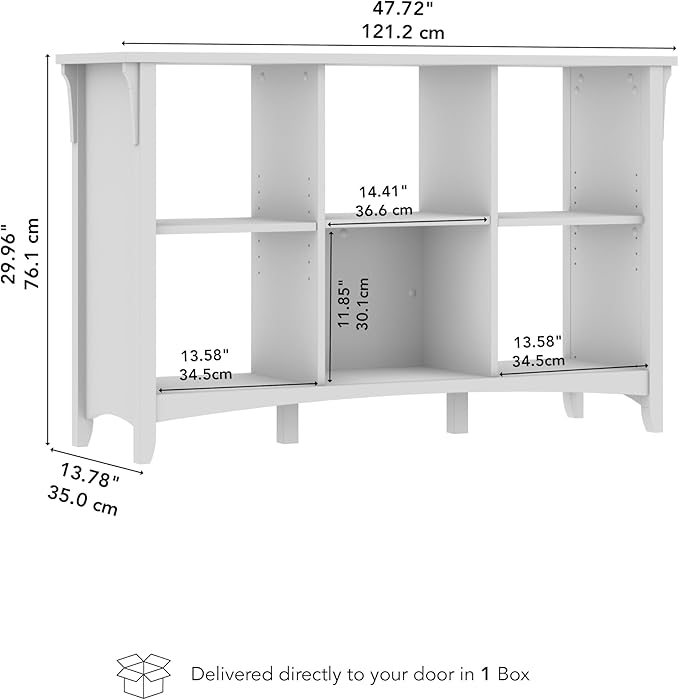 Bush Home Salinas 6 Cube Organizer in Antique White, Office Storage Solution, Home Organizer with Open Shelving, Compact Unit for Books and Supplies