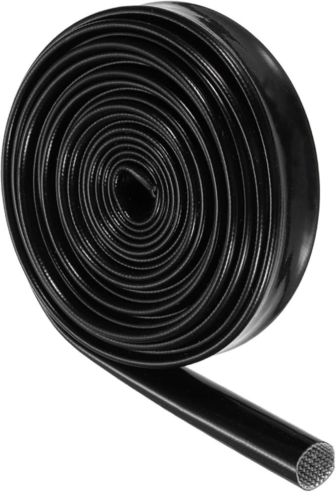 MECCANIXITY Insulation Braided Cable Sleeve,10 Ft-3/8 Inch ID Black, High Temp Silicone Fiberglass Sleeving for Cable Wrap, Automotive Wiring Protection