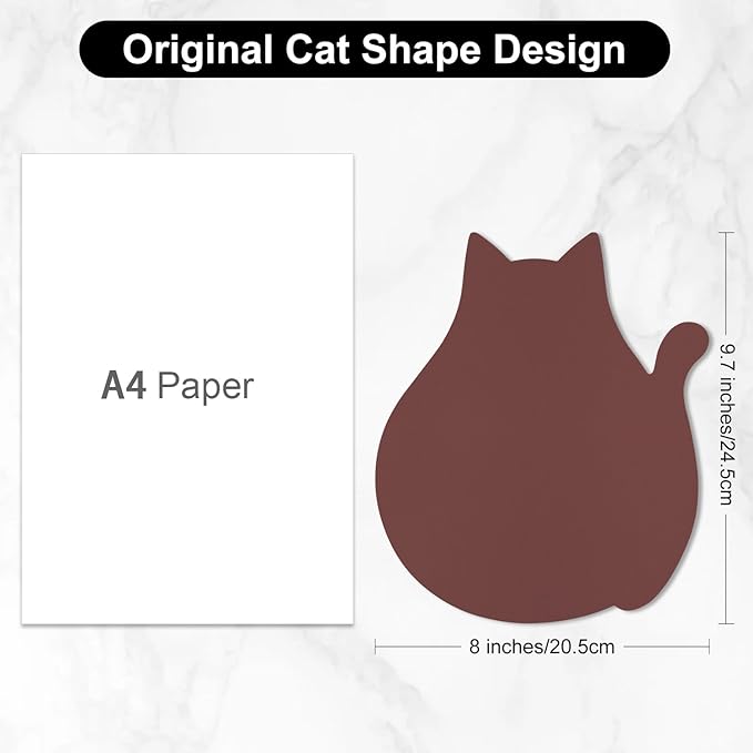 Funny Leather Mouse Pad Cute Cat Shape Office Desk Accessories Decor for Women Small Mousepad with Non-Slip Rubber Base Washable Waterproof, 9.7" x 8", Pink Purple