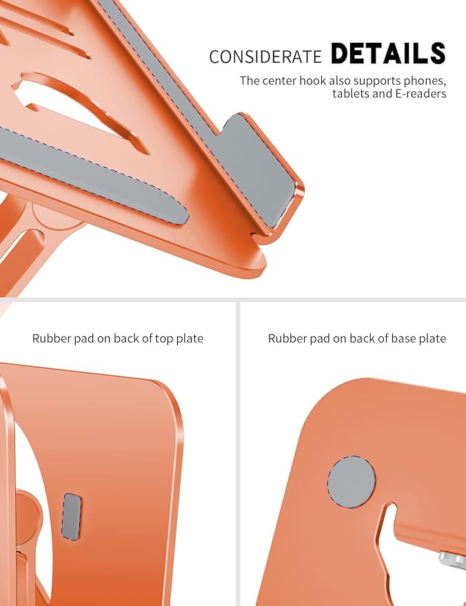 Laptop Stand, Ergonomic Adjustable Computer Stand for Collaborative Work, Foldable and Portable Heat Sink Computer Stands, Fits up to 16-inch Laptops (Orange)