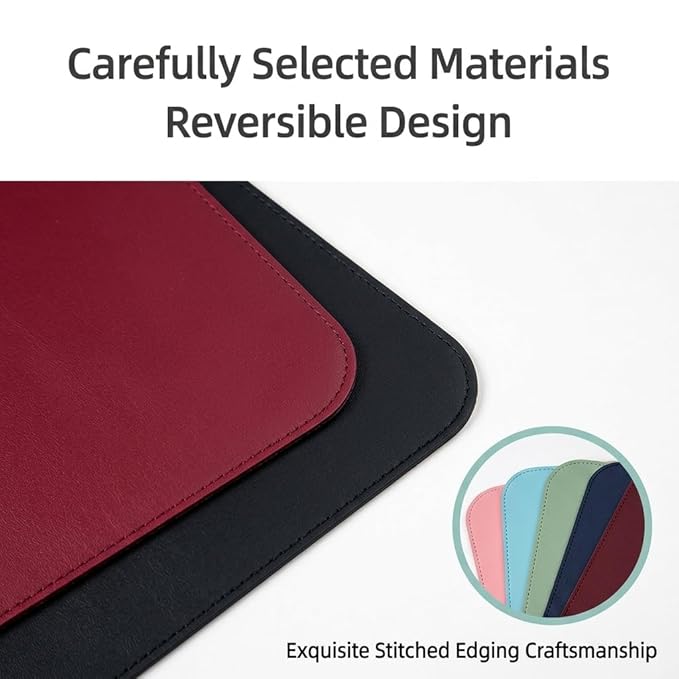 Double Sided Nail Art Table Mat, Soft Microfiber Leather Nail Hand Rest Mat, Waterproof Nail Arm Rest, Nail Mat for Manicure Table Nail Technician, for Desk, Dining Table, Black & Red (MAT ONLY)