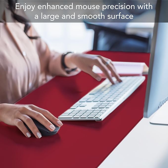 CounterArt Red Large Waterproof Desk Protector 32” x 16” Made in The USA Desk Mat Office Mat Large Mouse Pad