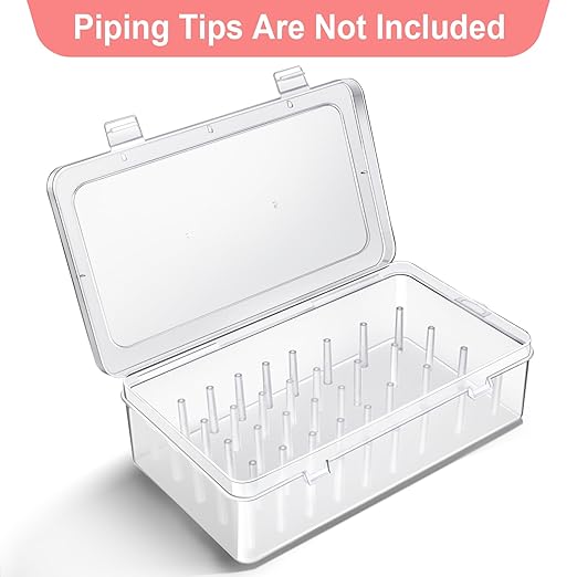 Piping Tips Storage Box with Fixed Pins, 42 Pegs Piping Tip Set Organizer Case, Cake Decorating Kit Storage Organizer