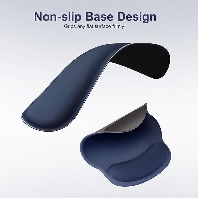 MOSISO Wrist Rest Support for Mouse Pad&Keyboard Set, Streamline Ergonomic Mousepad&Coaster Non-Slip Base Home/Office Pain Relief&Easy Typing Pad with Soft Cloth&Silicone Lining, Navy Blue