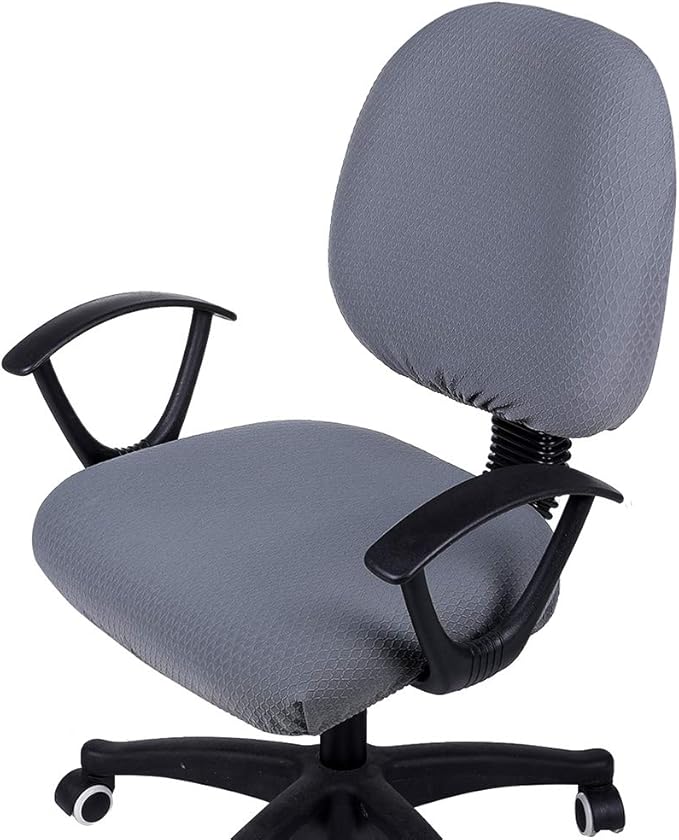 Smiry Stretch Jacquard Office Computer Chair Covers, Removable Washable Universal Desk Rotating Chair Slipcovers Protector, Seat + Backrest Cover, Grey