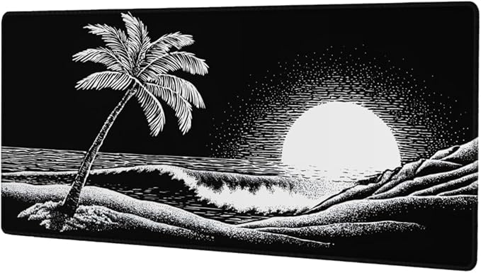Sunset Palm Beach Large Mouse Pad Non-Slip Rubber Long Gaming Desk Mat Big Computer Keyboard Mousepad Waterproof Protector Wristing Pad for Gaming Office Home Decorative 31.5 X 11.8 Inch