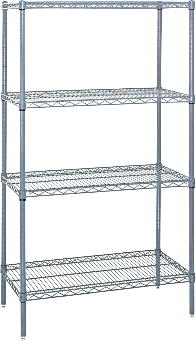 Quantum Storage Systems WR63-1424GY Wire Shelving 4 Shelf Wire Starter Units, 14" x 24" x 63", Gray Epoxy