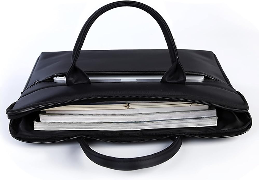 Waterproof Oxford Handle Document Bag Briefcase for Men File Tote Bag for Carrying Paper Files Black