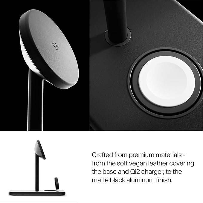 Twelve South HiRise 3 Deluxe Twelve South 3-in-1 MagSafe + Qi2 Charging Stand for iPhone, Watch, and AirPods, Black