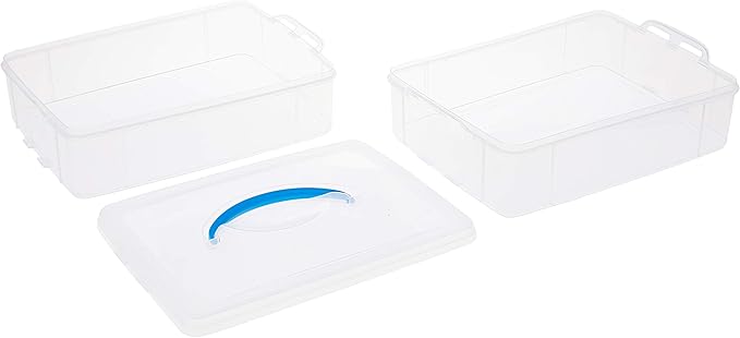 Snapware Snap 'N Stack Portable Storage Bin for Tools and Craft Storage, 14.1 x 10.5-Inch Clear BPA-Free Container, Tool Box with Stackable Trays, Microwave, Freezer and Dishwasher Safe