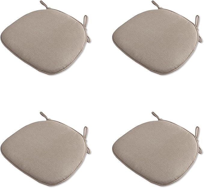 U Shaped Chair Cushion Cover with Ties for Dining Chair Pad Set of 4 Linen Thick Non Slip Seat Cushion for Kitchen Living Room Office Chair Decor Machine Washable 17"x 16" (Khaki, 4)