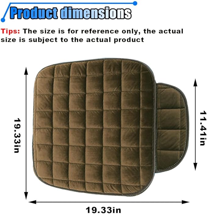 LAINLOY Car Seat Cushion, Soft Plush Vehicle Driver Seat Pad with Storage Pocket, Flat Non-Slip Rubber Bottom, Universal Seat Protector Cover for Truck, Car, SUV, Home, Office, Chair(Coffee)