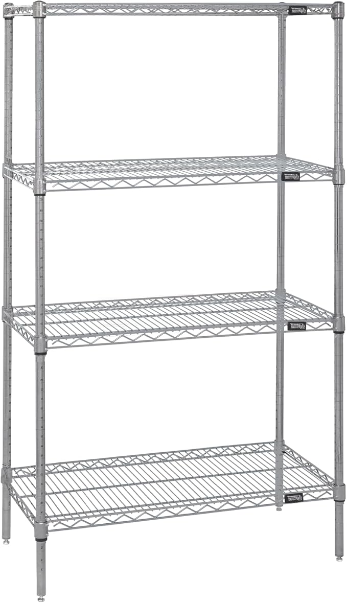 Quantum Storage Systems WR74-3060S Starter Kit Wire Shelves Stainless Steel 4 Shelves 74" H x 60" W x 30" D