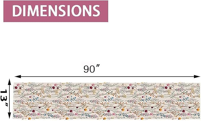 Watercolor Wild Flowers Table Runner, Seasonal Summer Holiday Kitchen Dining Table Decoration for Home Party Decor 13 x 90 Inch