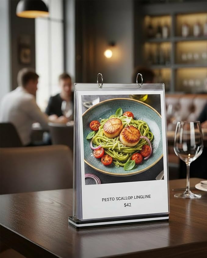 A4 T-Shaped Multi-Page flip Acrylic Sign Holder 6 Pages(12 Sides) menu/Photo/Advertising/Drink Display Stand 8.5x11inches