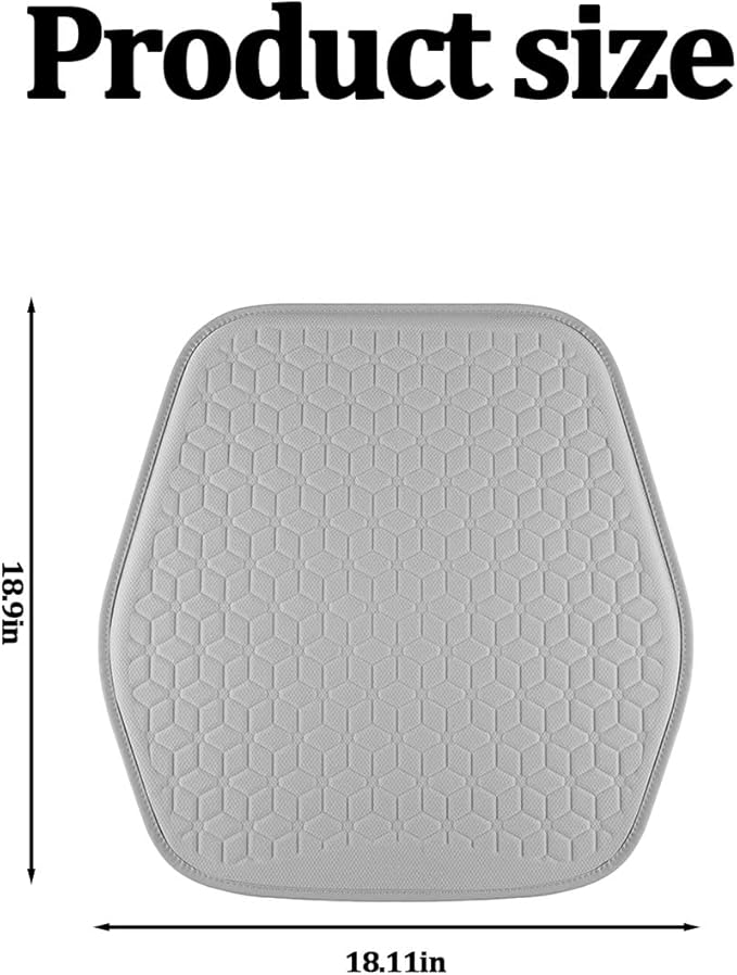 Gel Car Seat Cushion, Soft Cooling Honeycomb Non-Slip Vehicle Seat Bottom Mat for Long Sitting, Breathable Automotive Interior Chair Pad to Reduce Sweat, Universal for Truck SUV RV (Gray)