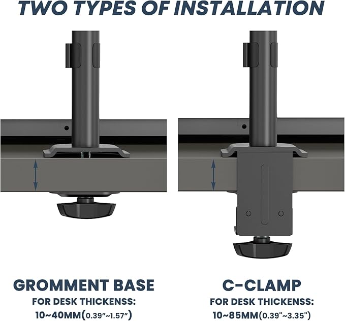 Dual Monitor Stand and Laptop Mount Fit Two 17 to 32 Inch Monitor and 10 to 15 Inch Laptop,Extra Tall Adjustable Stand,19.8 lbs Weight Capacity per Arm,Black
