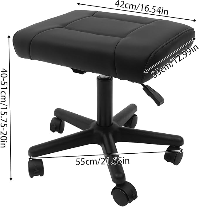 Footrest Stool Under Desk, Leg Rest Ottoman Adjustable Height Mobile Foot Stool with Wheels, 360° Swivel Rolling Multi-use Stools Simple Meeting Chair for Office Home Gaming Salon