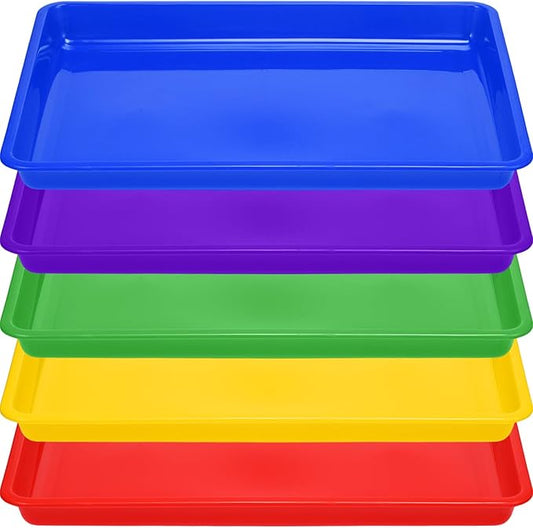 Hoteam 10 Pcs Flat Storage Organizer Tray Bin Paper Tray for Classroom Plastic Stackable File Organizer for School Office Teacher Book Organization(Multicolor,16.14 x 11.81 x 1.38 Inch)