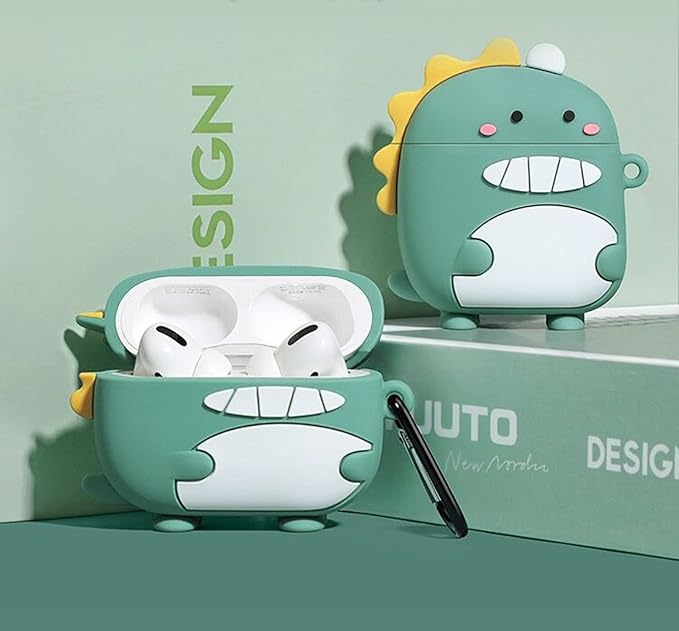 LiWerlly Cute Beat Studio Buds/Buds Plus Case, Funny 3D Cartoon Kawaii Dinosaur Cool New Studio Buds + Cover Skin with Cleaning Kit & Keychain for Beat Studio Earbuds for Boys Girl Kid Teen, Dinosaur