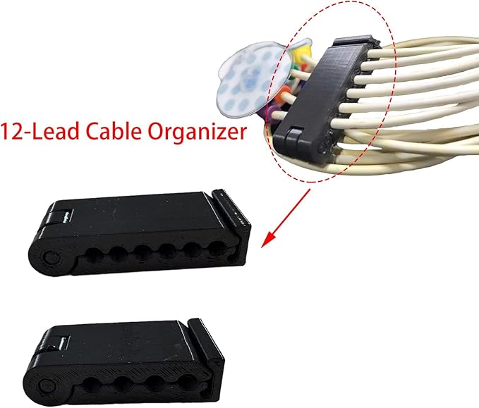 12-Lead Cable Organizer, EKG Lead Separator Set, Includes 4-Slot & 6-Slot Cable Organizers, with 2 Hook Loop Cable Ties