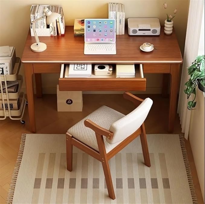 Modern Computer Desk & Chair Set, Wooden Executive Desk, Brown (60CM-23.6IN)