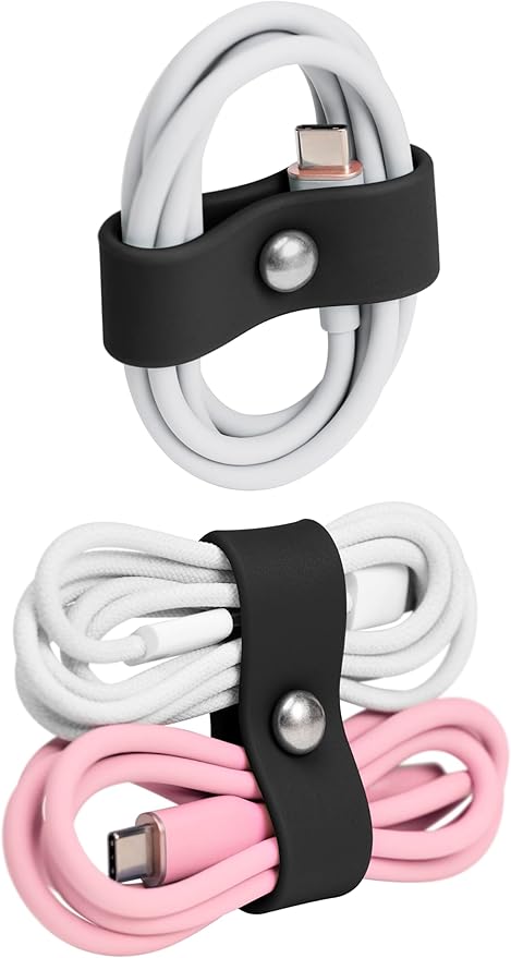 20 Pack Cord Organizer, Ring Cord Keeper, Cable Organizer USB holder, Silicone Cable Ties, Reusable Cord Organizer Cable Straps, Earphone winder, Storage Straps for Electronics, Earbuds