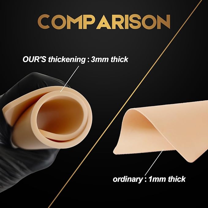 Fake Skin with Ink Caps Cups- Jconly 5Pcs 3MM Thick Tattoo Practice Skins with 300ps Mixed Ink Cups Kit Tattoo Supplies