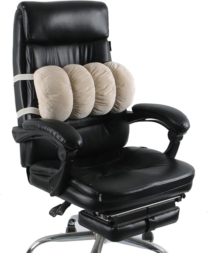 ALIBO Nonslip Recliner Lumbar Support Roll with Decorative Striped Flower Adjustable Low Back Pain Relief Pillow for Office Chair,Sofa,Car,and Travel Lumbar Pillow with Strap,17.3"X8.6"X5