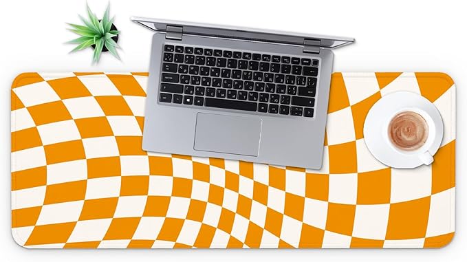 MAY FLOWER Gaming Mouse pad, Large Laptop Mousepad, Full Keyboard Mat, Long Computer Mouse Mat for Home and Office, Anti-Slip Rubber Base, 31.5 x 11.8 Inches (Checkered)