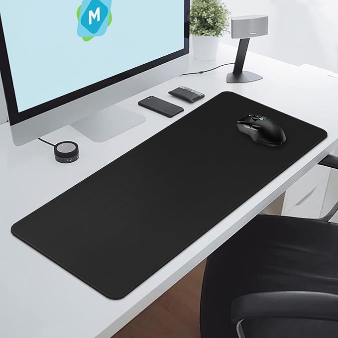 DIGSOM Black Mouse Pad Gaming Keyboard Pad 31.5 x 11.8 in Large Computer Mouse Pad with Anti-Slip Rubber Base and Stitched Edges, Extended Mouse Mat for Gaming Working