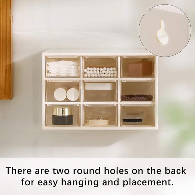 SITAKE Mini Plastic Drawer Organizer, Art Craft Organizers and Storage Used In Desk, Vanity in Home Or Office, 9 Removable Drawers for DIY Crafts, Art Supply, Office Supplies and Jewelry (Beige)