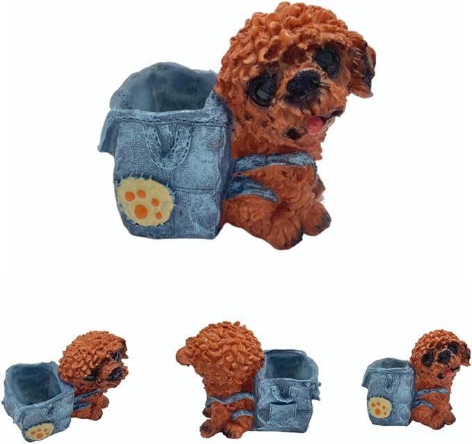 Cute Small Pen Pencil Holder, Kawaii Resin Cat Dog Dinosaur Rabbit Animal Paper Clip Toothbrush Mini Storage Organizer Office Desk Decorations