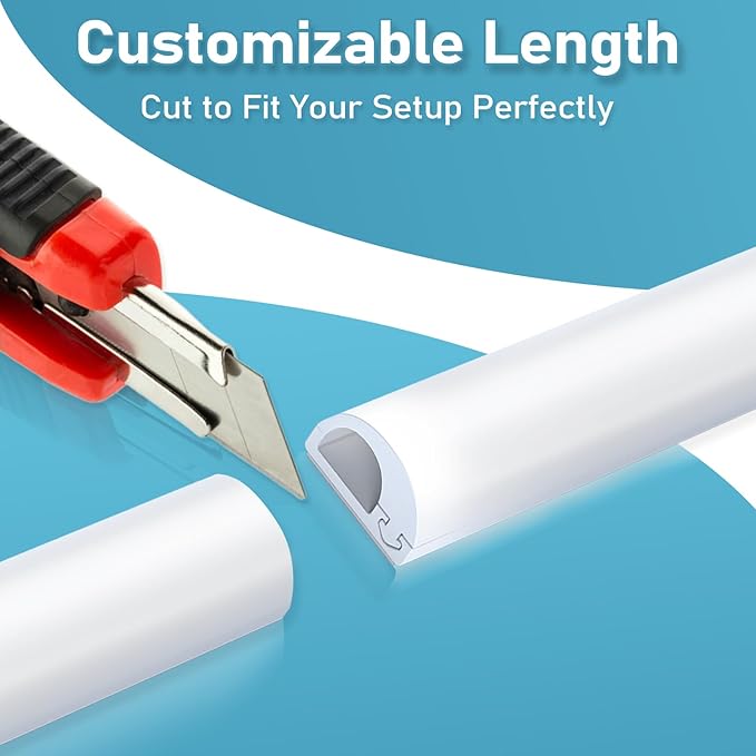 118" Cord Hider Wall, Self Adhesive Silicone Cord Covers for Wires On Wall, Cord Hider for Wall Mount TV, Flexible Cable Cover Raceway Kit for 1 Wire, White (0.59" W x 0.39" H)