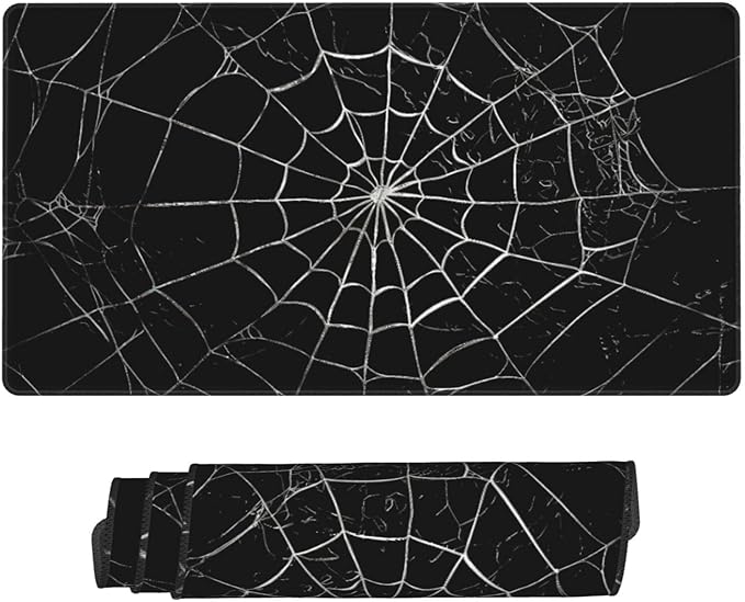 Black Spider Web Large Mouse Pad & Desk Mat Extended Mousepad with Stitched Edges Non-Slip Rubber Base Laptop Computer Keyboard Pad for Gaming, Office & Home Decor, XXL - 29.5" X 15.8"