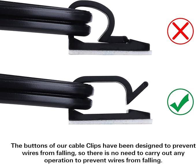 XHF 5/8” Adhesive Cord Clips White 60PCS, Outdoor Christmas Light Clips, Cable Management Staples for Under Desk, Car, Wall, TV, PC, Ethernet