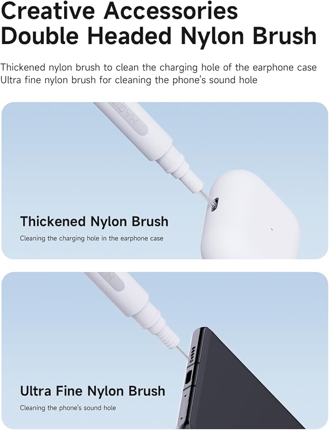 Hagibis Cleaning Pen for Airpods Pro 1 2 3 Multi-Function Cleaner Kits Soft Brush for Bluetooth Earphones Case Cleaning Tools for iPhone 16 15 Pro Max LEGO Camera Lens (White)