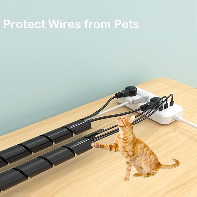 Spiral Cable Wrap - 45 Ft 5/16" Spiral Wire Wrap Cord Covers Bundle Sleeve Hose for Computer Electrical Wire Organizer-White (5/16 Inch-33Ft)