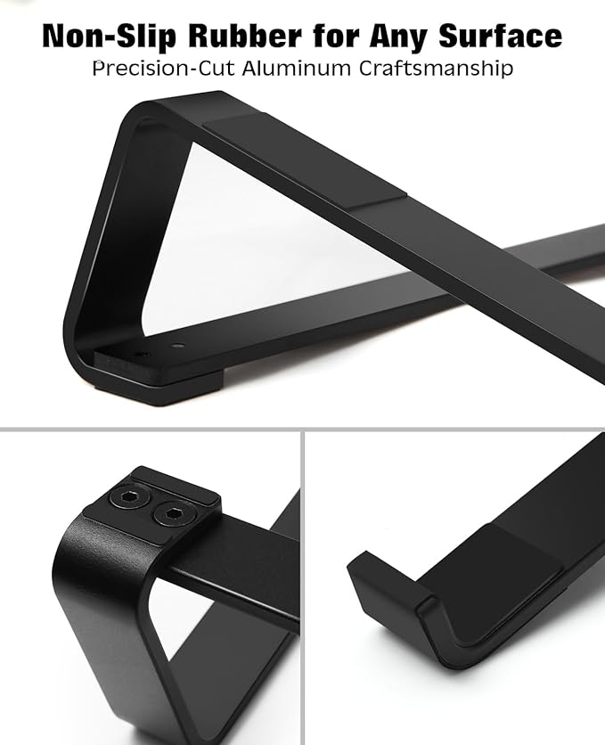 Thibault Aluminum Laptop Stand for Desk - Cooling Ergonomic Design - Fits MacBook Air Pro/DELL/HP/Lenovo/ThinkPad/Alienware - 13/14/15.6/16 -Easy Assembly- Ventilated Laptop Stand for Optimal Airflow
