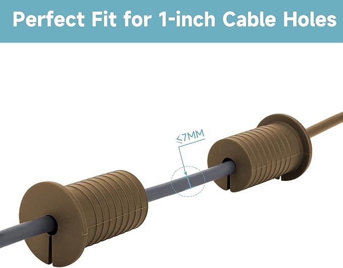 2 Pcs Starlink Cable Routing Kit for 1 Inch Wall Hole, Brown Silicone Wall Grommet for Ethernet Cable, Perforated Cable Punch Grommet, Starlink Accessories