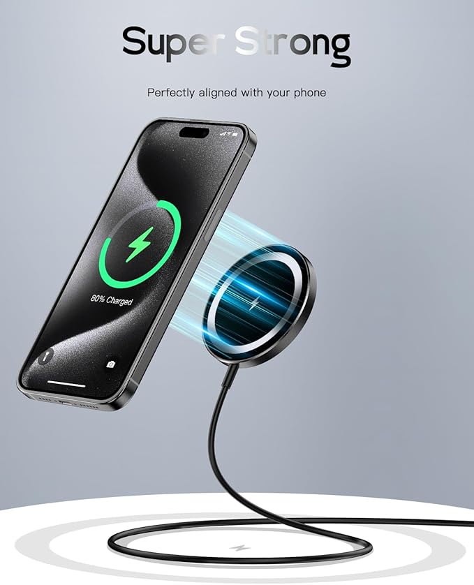 for Mag-Safe Charger, Magnetic Wireless Charger Made for iPhone 17/17 Pro/17 Pro Max/Air/16/15/14/13/12 Series, Mag Safe Charging Pad for AirPods Pro 3 2 (Black)