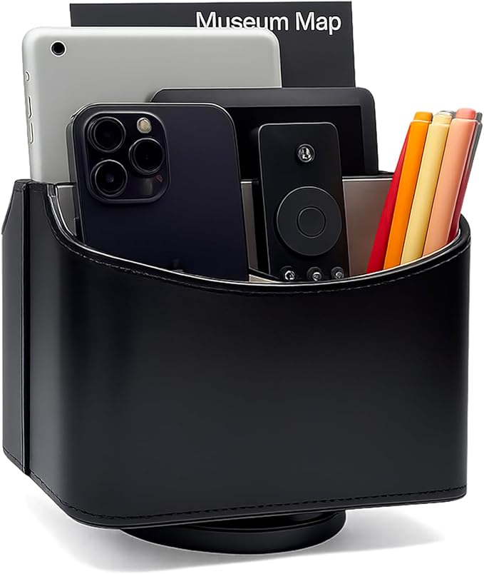 UnionBasic Rotating Desk Organizer, 360 Desk Spinning Caddy, Desktop TV Guide/Mail/Media/Remote Controller Holder Organizer,Black