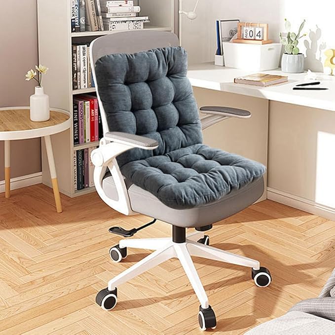 Desk Chair Cushion with Ties,Non-Slip Office Chair Pads with High Back Support,Soft Dorm Seat Cushion for Office,Car,Dining Room,Kitchen,Rocking Chairs (Dark Grey)
